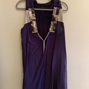 TCEC Navy Dress with Beading -  V neck